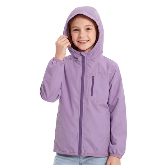 Kids Lightweight Rain Jacket Boys Girls Hooded Windbreaker Coat for School Hiking and Outdoor Play