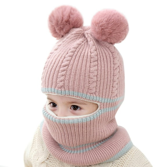 kids Winter Hat,Kids Windproof Knitted Hat Thermal Warm Ski Scarf Hood Winter Cap for Toddler Baby Boys Girls Cold Weather Outdoor Activities,Winter Hats for Kids,A,One Size
