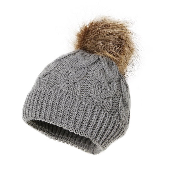kids Winter Hat,Toddler Winter Knitted Ski Hat Warm Pompom Cap for Baby Girls Boys Cold Weather Beanie for Snow Play & Outdoor Fun,Winter Hats for Kids,C,One Size