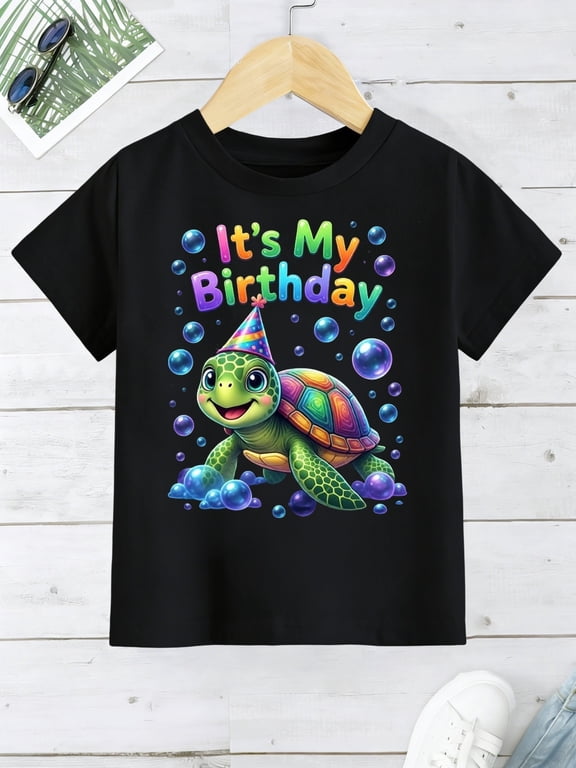 kids birthday turtle cartoon t shirt for party fun boys t shirt 100 cotton boys summer t shirt boys casual t shirt trendy boys t shirt family vacation outfit birthday