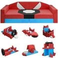 thumbnail image 1 of Modular Kids Play Couch Set for Toddlers Playroom, 14PCS Large Foldable Soft Kids Sofa, 3 in 1 Foam Convertible Couch Fort Building Floor Bed for Boys 3-5, Washable Velvet, Red, 1 of 11