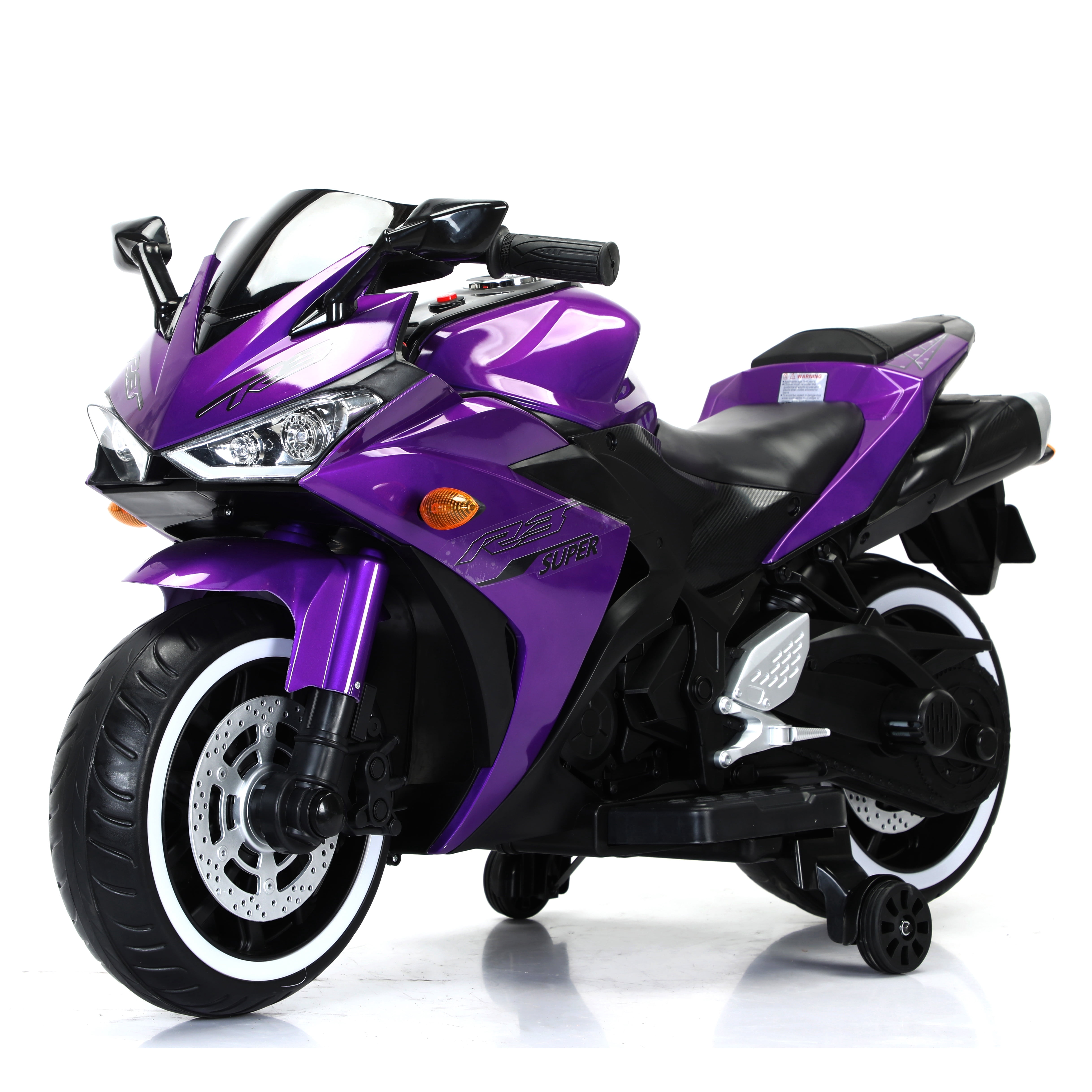 Tamco 12V Motorcycle for Kids 3-6 Years Ride On Vehicle With Training  Wheels/Manual throttle/ Drive By Hand /Lighting  Wheels