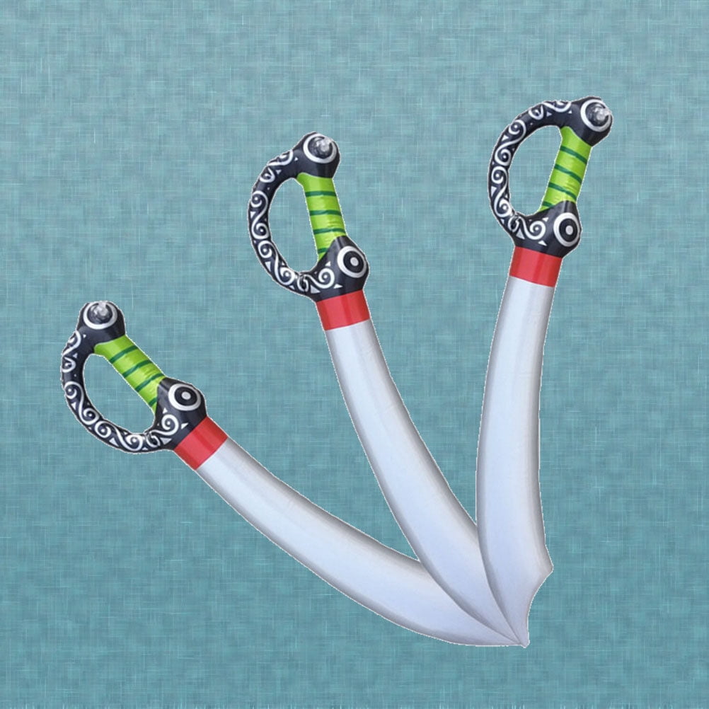 WASHWEPE Pirate Themed Inflatable Swords PVC Kids Outdoor Toys for 6Pcs 27.6x4.7in