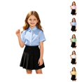 thumbnail image 1 of Kids Short Sleeve Dress Shirt Back to School Shirt Henley Neck College Style Kids Clothes 1-12 Years, 1 of 7