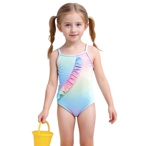 Auroural Toddler Girls Swimwear 4T Children's Fashion Color Blocking Onesie Swimsuit For Middle To Big Girls Beach Vacation Swimsuit