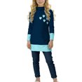 thumbnail image 1 of Auroural Girls Swimsuits 2 Piece Long Sleeve Children's Summer Hawaiian Printed Conservative Long-sleeved Hooded Hood Swimsuit Top And Pants Two Piece Set For Kids, 1 of 5