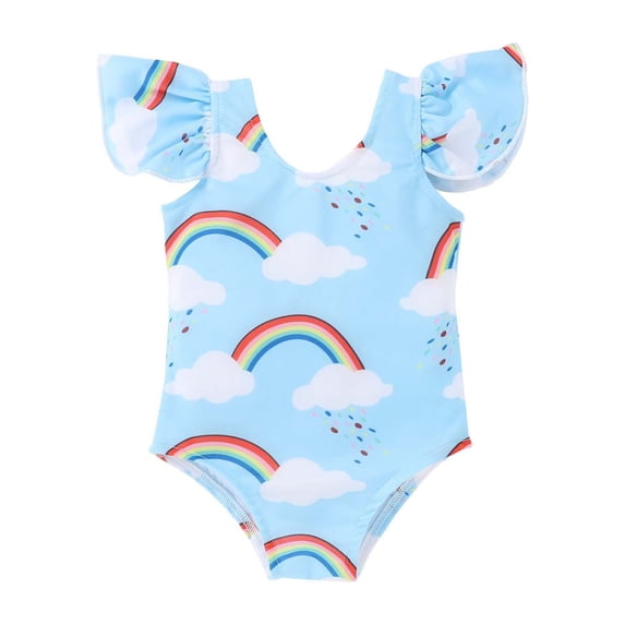 Auroural Kids Swimsuits Girls Swimwear Kids Toddler Girls Baby One-Piece Swimsuit Ruffled White Bow Swimsuit
