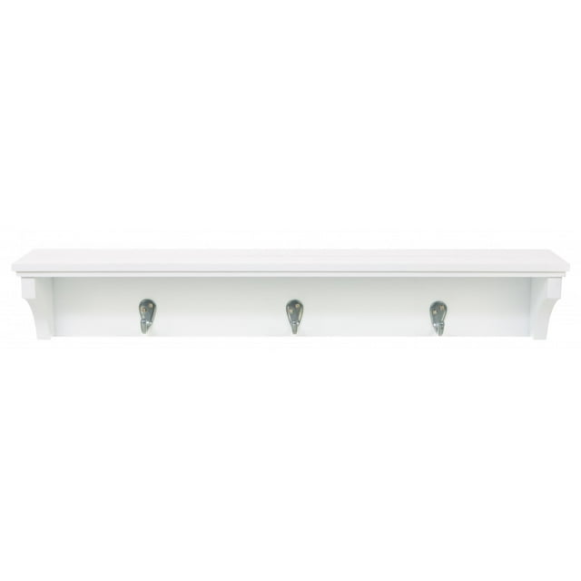 kieragrace KG Contemporary Finley Wall Shelf 3 Hooks White Engineered ...