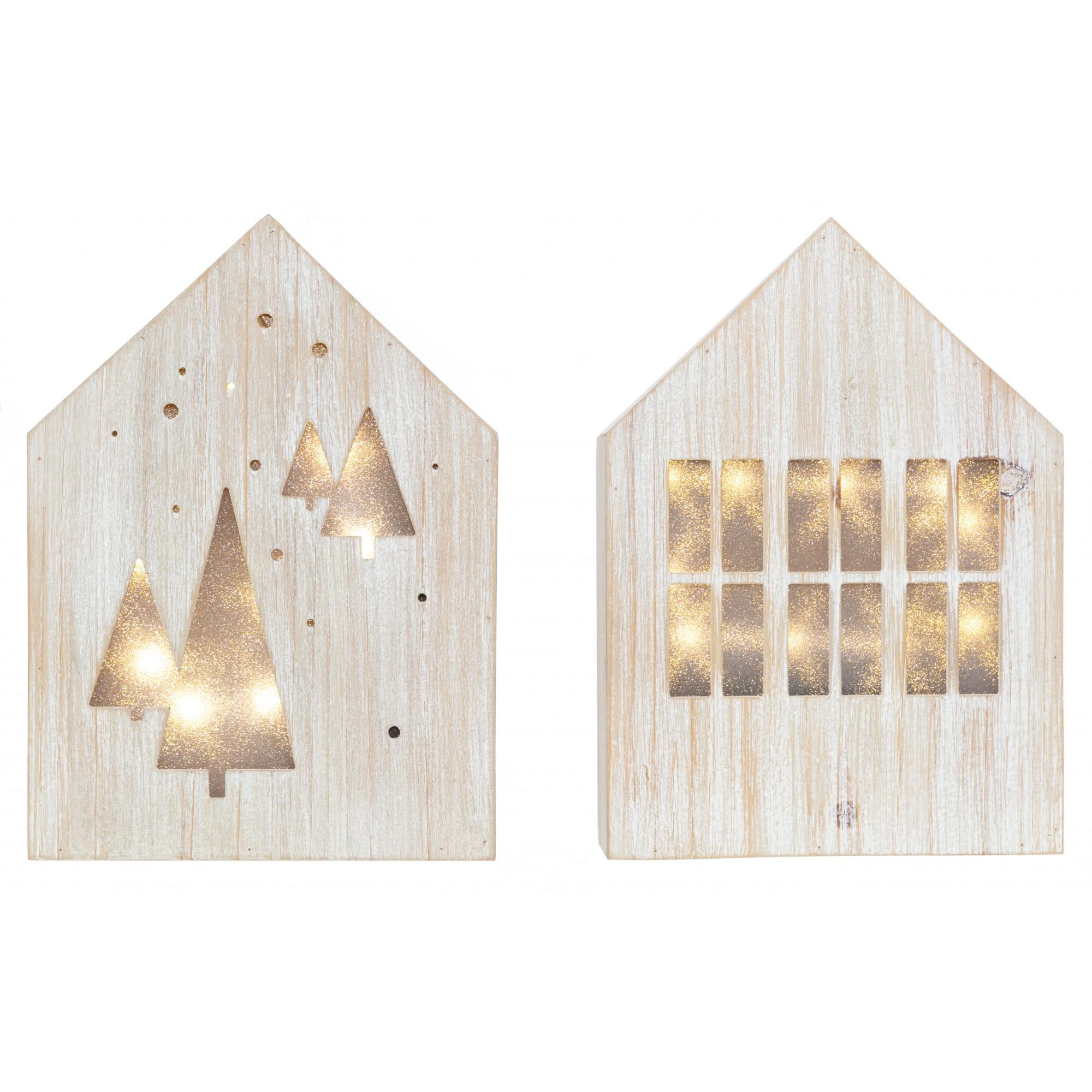 kieragrace KG Juniper LED Light Box - Set of 2, Wood House, 5.5