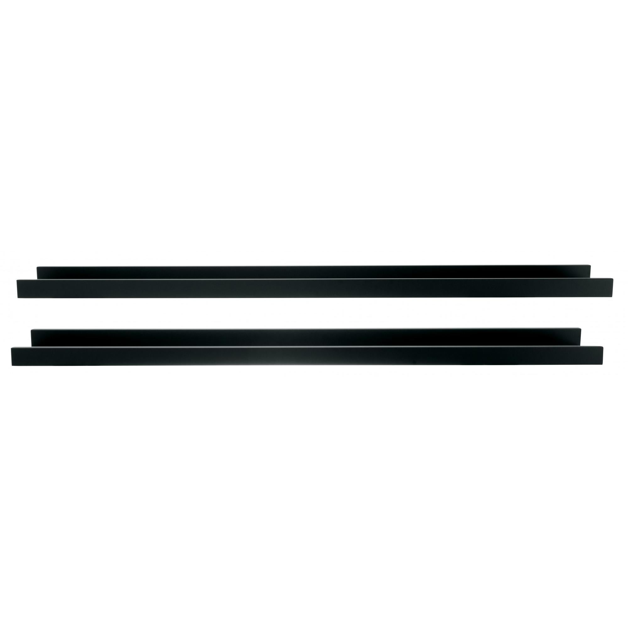 Black Engineered Wood Floating Wall Shelves Set of 2