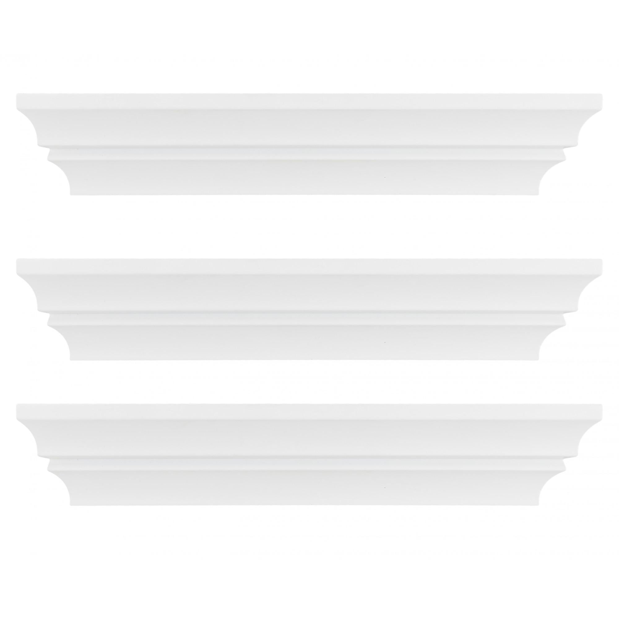kieragrace KG Madison Contoured Floating Wall Shelf - White, 16", Set of 3
