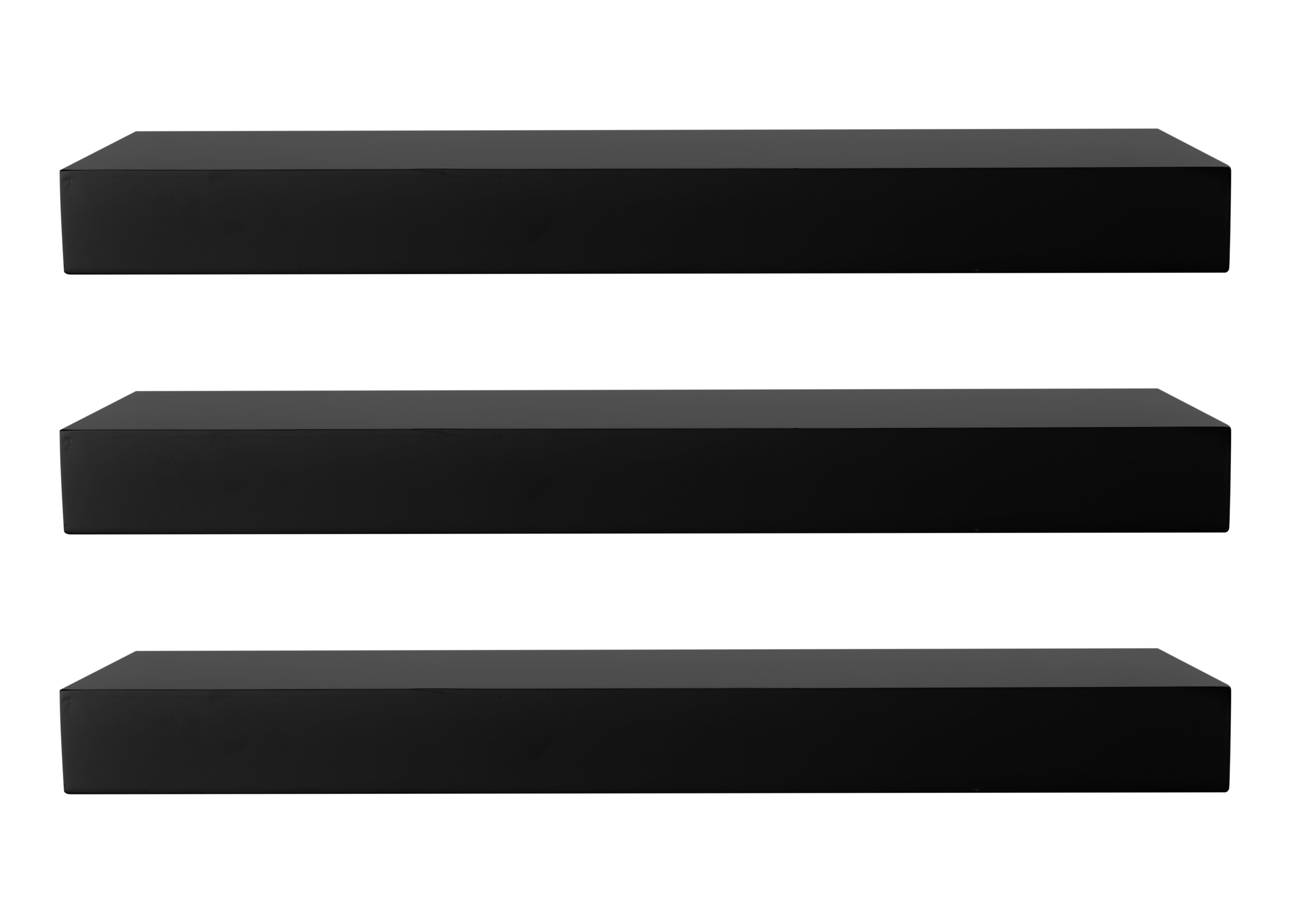 Sleek Trio Black Engineered Wood Floating Wall Shelves