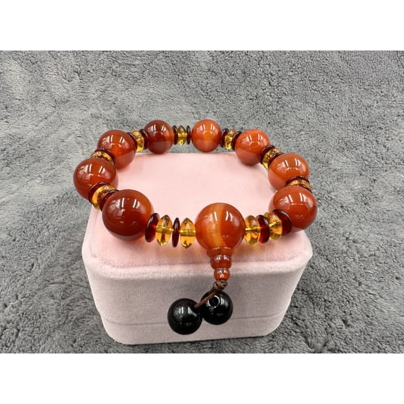 kiki home Genuine Natural Gemstone Jewelry Lantern and onyx bracelet