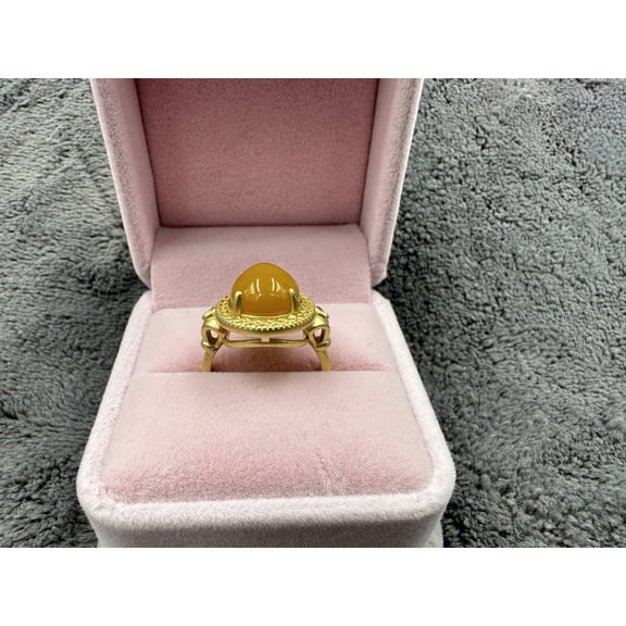kiki home Genuine Natural Gemstone Jewelry Yellow jade ring