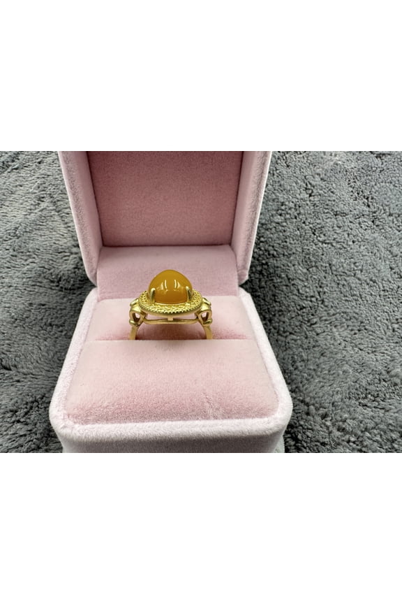 Genuine Natural Gemstone Jewelry Yellow jade ring