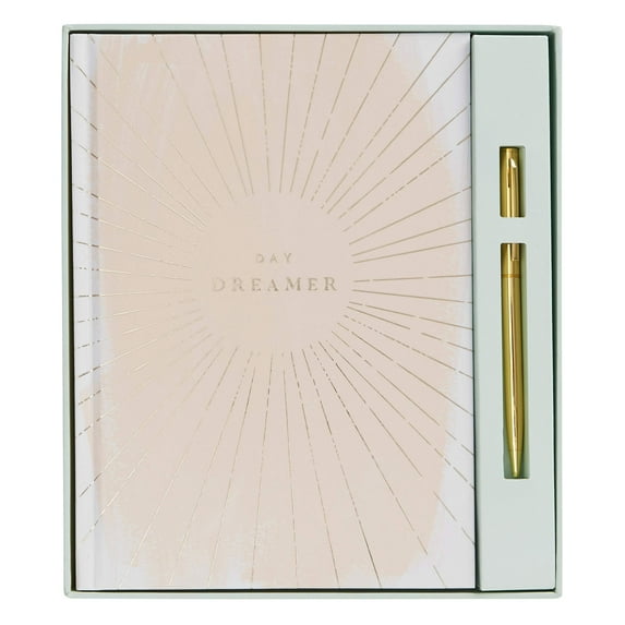 kikki.K She Shines Designer Collection - A5 Feature Journal Gift Set, Comes with A5 Feature Journal and Gold Ballpoint Twist Pen, Measures 8.86" L x 7.56" W x 0.87" H