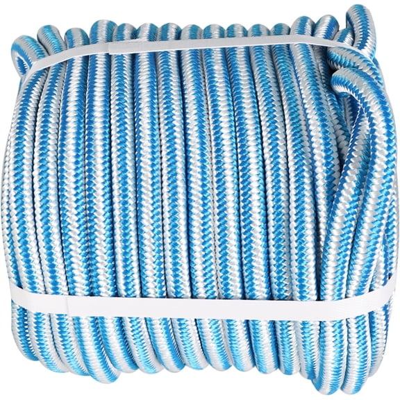 kimllier 1/2In X 150Ft 16 Stand Braid Polyester Arborist Bull Rope for Tree Home Work Camping Swing Rope Knot Bind and Store Blue White