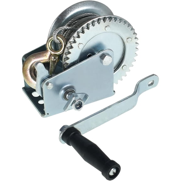 kimllier 1500 lbs Hand Crank Winch with Brake Come-Along Heavy Duty Steel Cable for Boat, Trailer, ATV or Deer Feeder