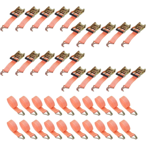 kimllier 20 Set 1.5 Inch 20FT 4000LBS Orange Duty Cargo Ratchet Strap Tie-Down Straps Replacement for Cargo Trucks Trailers
