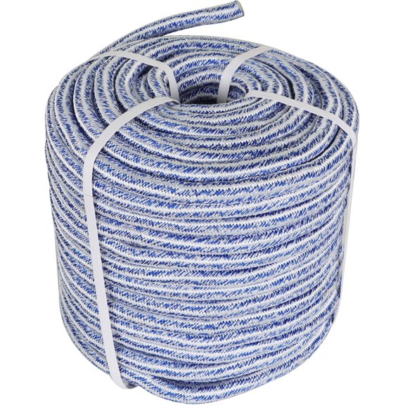kimllier 3/4In X 200Ft 24 Strand Braided Rope Blue and White for Outdoor Activities Home Work Tree Rigging Sailing Weathering Line Camping Swing