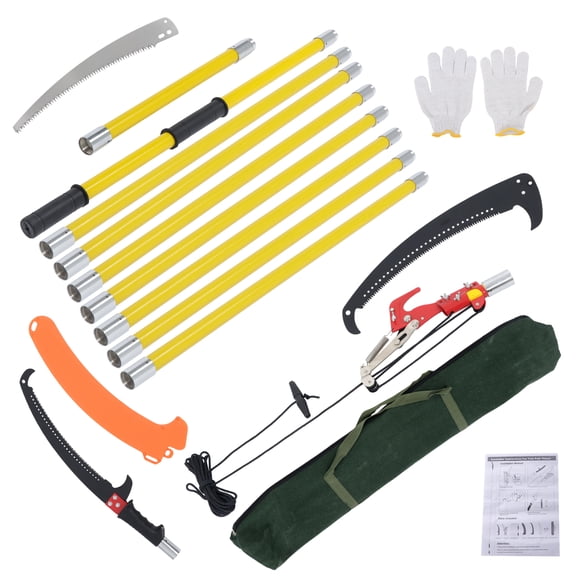 kimllier 30Ft Manual Tree Pruning Saw Yellow Branch Trimmer Light and Extensible for Pruning Tall Trees and Suitable for Simple Processing of Wood Long Extension Capacity