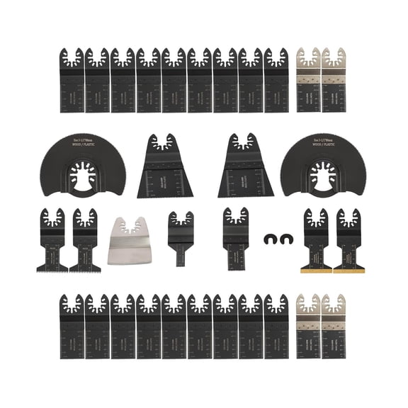 kimllier 35 PCS Titanium Coated Oscillating Multitool Blades Metal Wood Cutting, 34mm, 44mm Long Sawtooth Universal Oscillating Saw Blades Multi-Tool Blade Kits for Building Construction