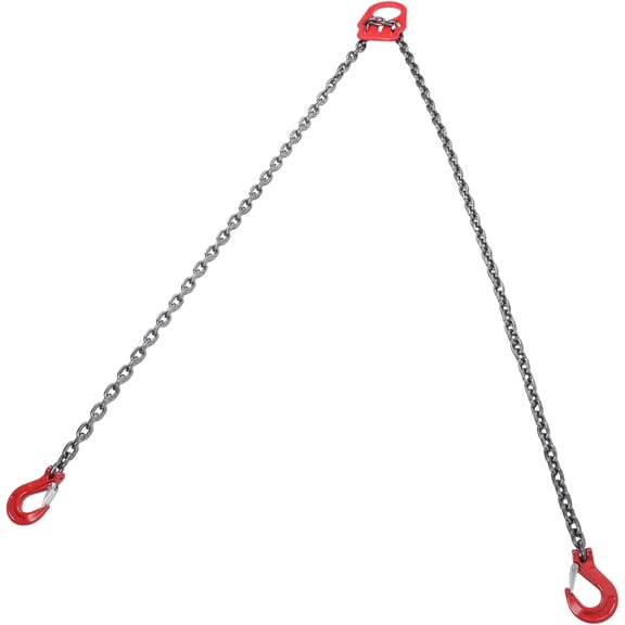 kimllier 7000LBS Chain Sling 5/16In X 10Ft G80 Lifting Chains with 2 Leg Grab Hooks and Adjusters Red for Moving and Lifting Goods