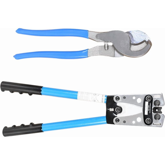 kimllier Battery Cable Lug Crimper Tool 6-50mm2, Wire Crimping Tool, Pliers Crimping Wire Cable with Cable Cutter for 10, 8, 6, 4,2, 1/0 AWG Wire Cable Cutting and Crimping