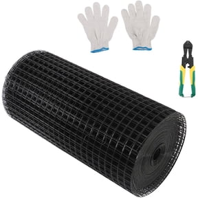 kimllier Black Plastic-Coated Welding Mesh Wire Diameter 1.1/1.52mm Specification 24 Inches x 100 Feet, 1-Inch Grid Agricultural and Livestock Defense Net Isolation Fence