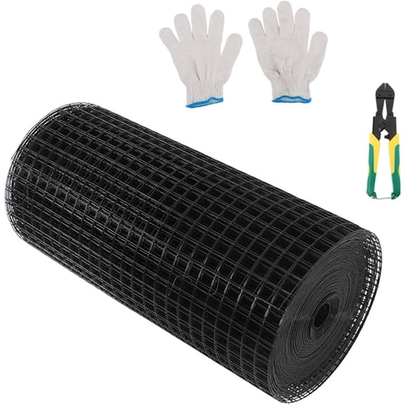 kimllier Black Plastic-Coated Welding Mesh Wire Diameter 1.1/1.52mm Specification 24 Inches x 100 Feet, 1-Inch Grid Agricultural and Livestock Defense Net Isolation Fence