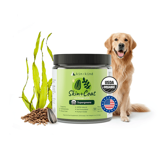 kin+kind Organic Skin+Coat Supplement for Dogs & Cats (Medium) - 4 oz