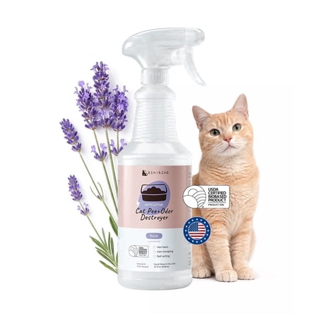kin+kind Cat Urine Cleaner, Litter Box Odor Eliminator & Stain Remover, Maximum Strength, Stops Litter Box Odor, Floral, 32 fl oz price history and forecast - kin+kind KND25321