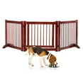 kinbor 3 Panels Foldable Wooden Pet Gate for Dogs with 2 PCs Support