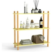 kinbor 3-Tier Bamboo Shelf Bookcase - Modern Open Design, Free-Standing Storage Rack, Natural Bamboo Shelves, Multifunctional Display for Home and Office, Space-Saving Rectangle