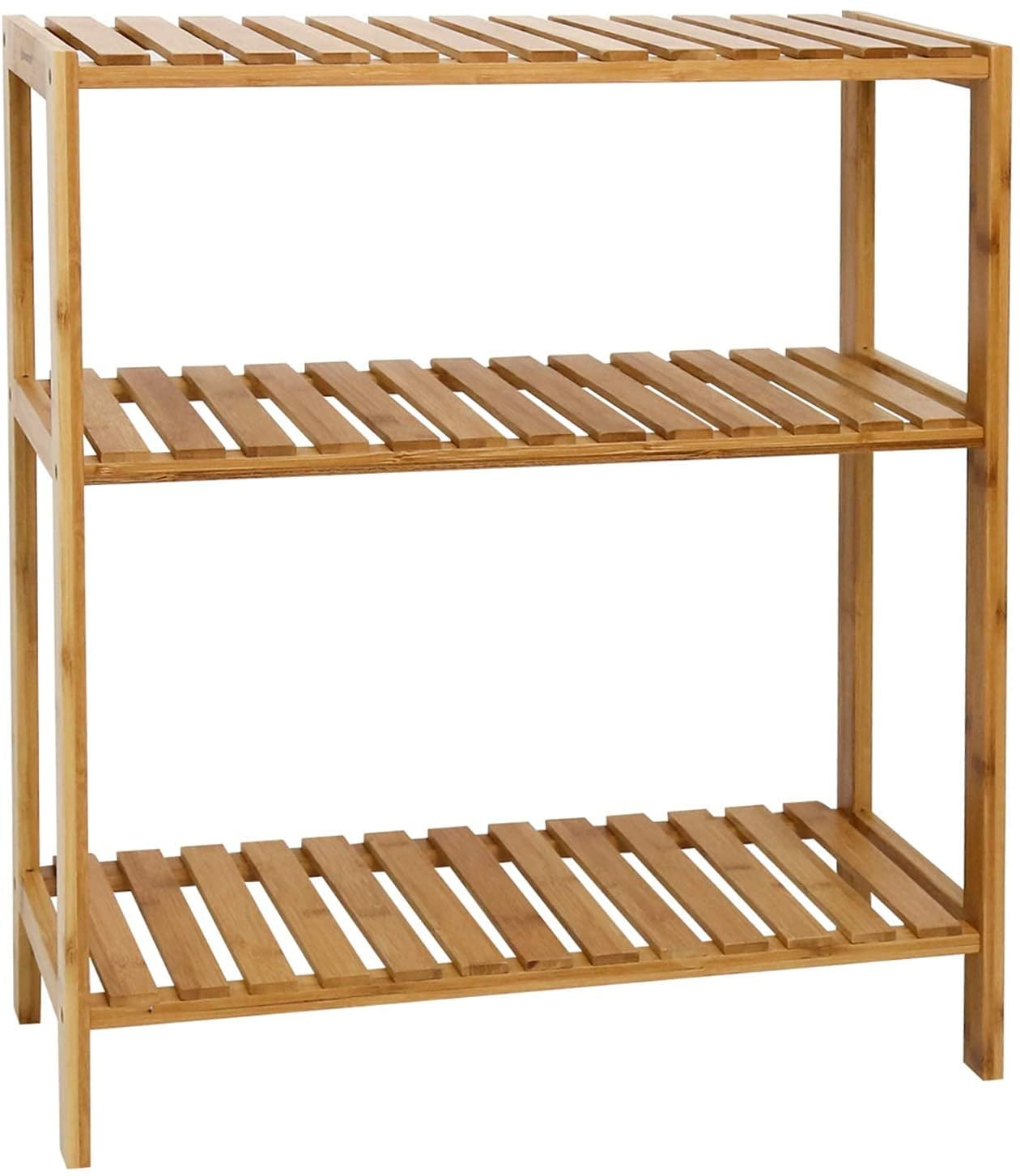 Shoe Stack Rack Flower Kinbor 3-Tier Bamboo Shoe Rack, Plant Flower Stand Storage Rack for ...