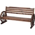 kinbor 55.6" Wooden Rustic Wagon Wheel Bench, Outdoor Bench Seat, Patio