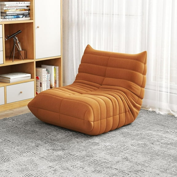 kinbor Bean Bag Sofa Chair, Lazy Floor Sofa Chair, Bean Bag Couch Lounge Bench with Soft Corduroy Cover & Memory Foam Filling, Fireside Lounger Seats for Living Room Bedroom Study Room, Brown
