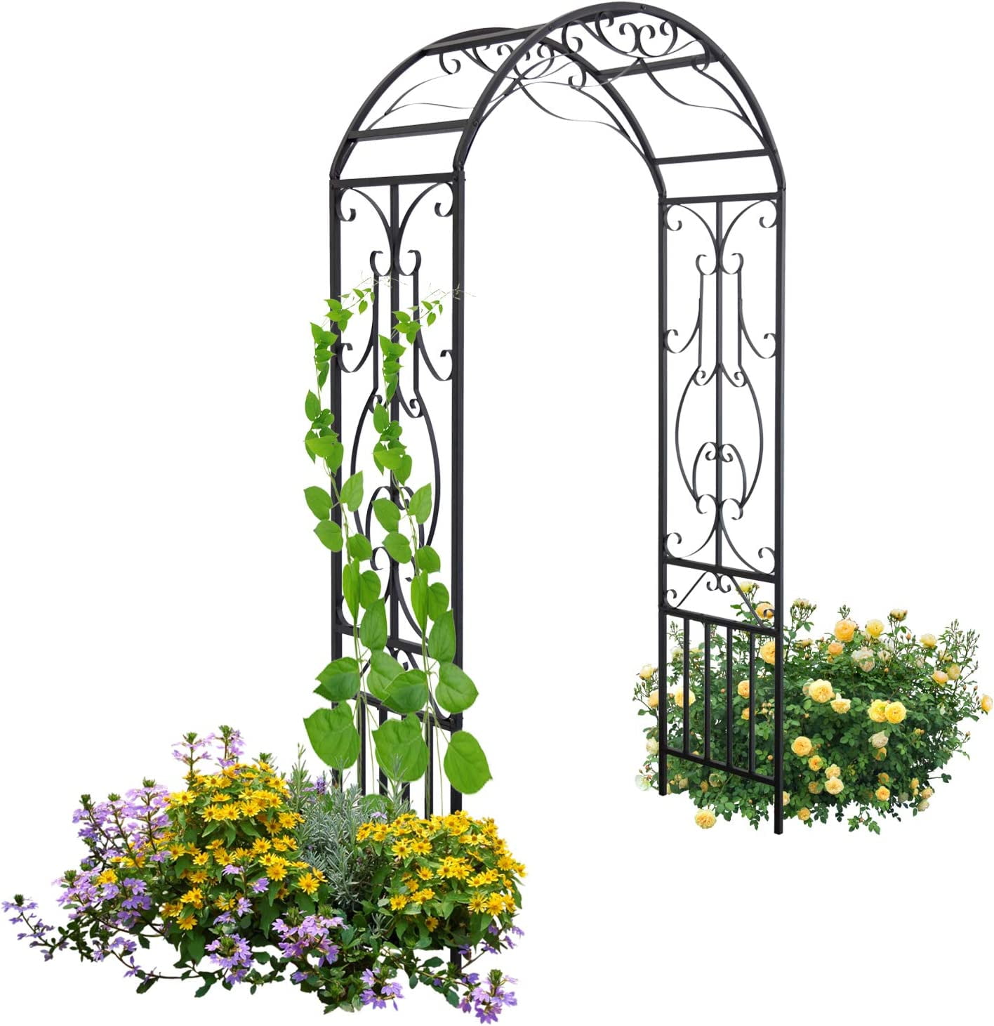 kinbor Garden Arches and Arbors Outdoor Black Metal Arbor for Climbing ...