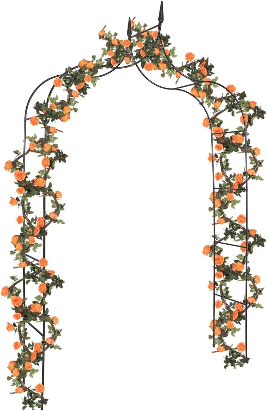 kinbor Metal Arch Trellis Black Metal Arbor Garden Arbors and Arches ...