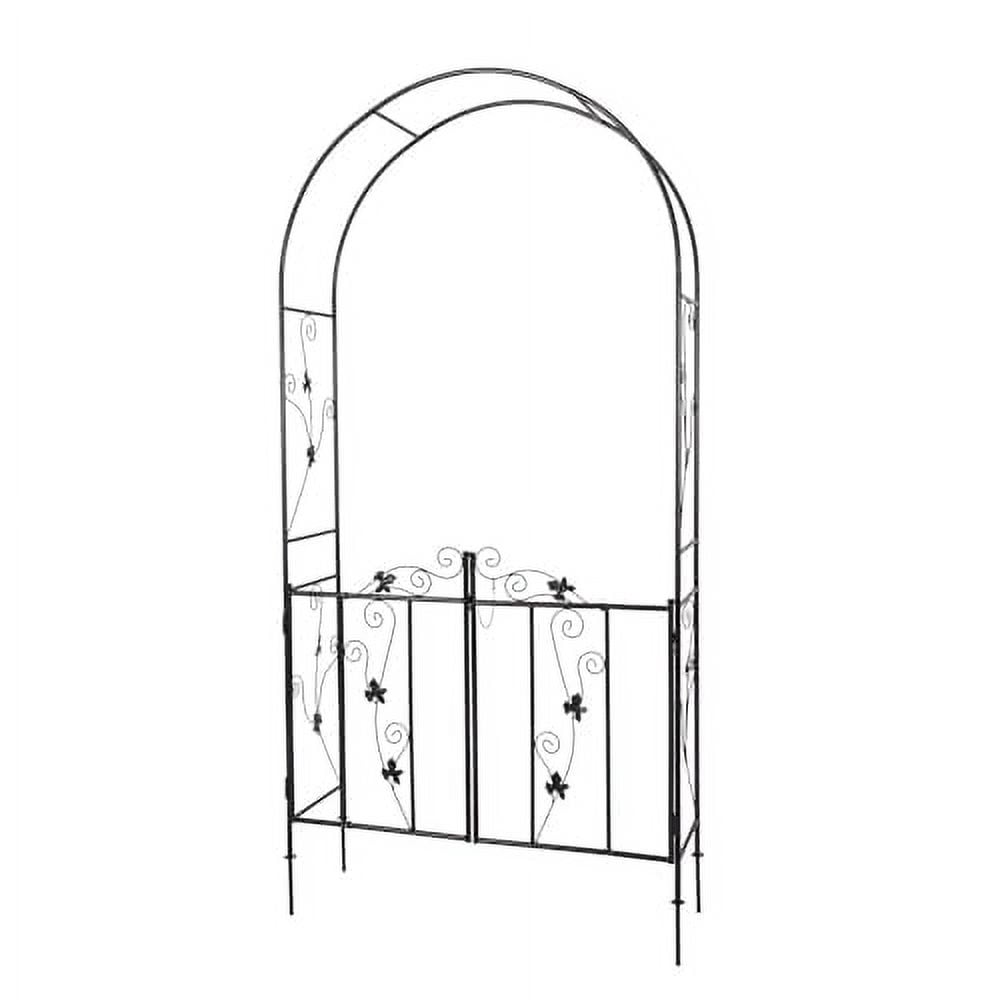 kinbor Outdoor Garden Arch with Gate - Metal Arbor Trellis Garden ...