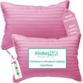 thumbnail image 1 of Kinder Fluff Kids Pillows, 2-Pack, Ages 4+, Soft Hypoallergenic Down Alternative Fill, 300TC Cotton, 14x20 in, Pink, 1 of 9