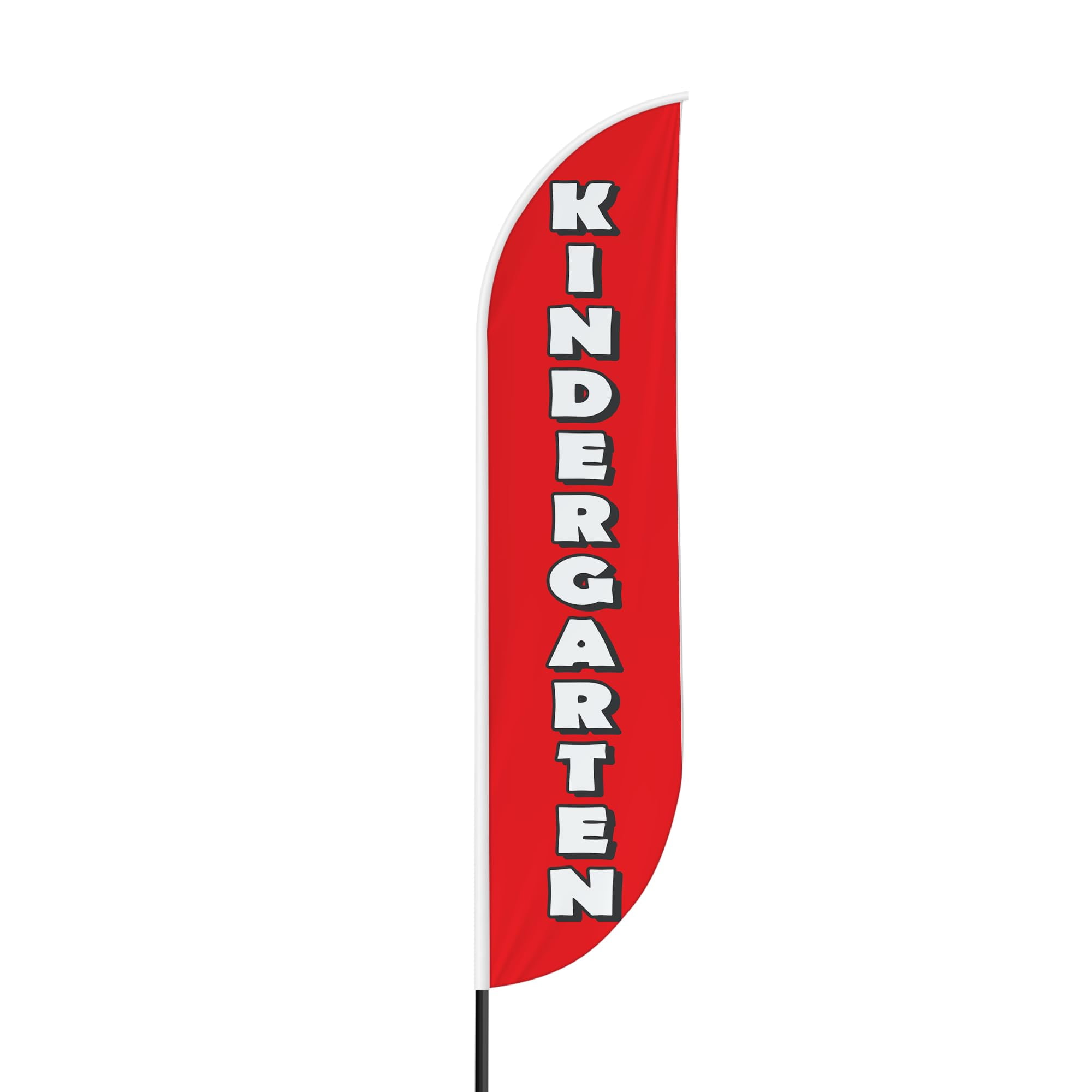 kindergarten Sign feather flag for Outdoor by Mavis Print | 11.5 FEET Long Polyester Outdoor Banner Flag for Easy Hang | HD Print Swooper I Flag Only forkindergarten Advertising I Flag Only