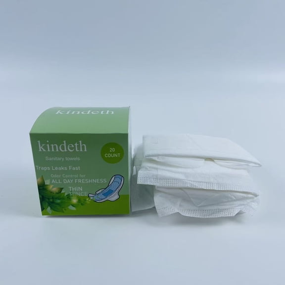 kindeth Sanitary towels, 20 Count Ultra-Thin Cotton Pads for Women, Absorbent Leak Protection