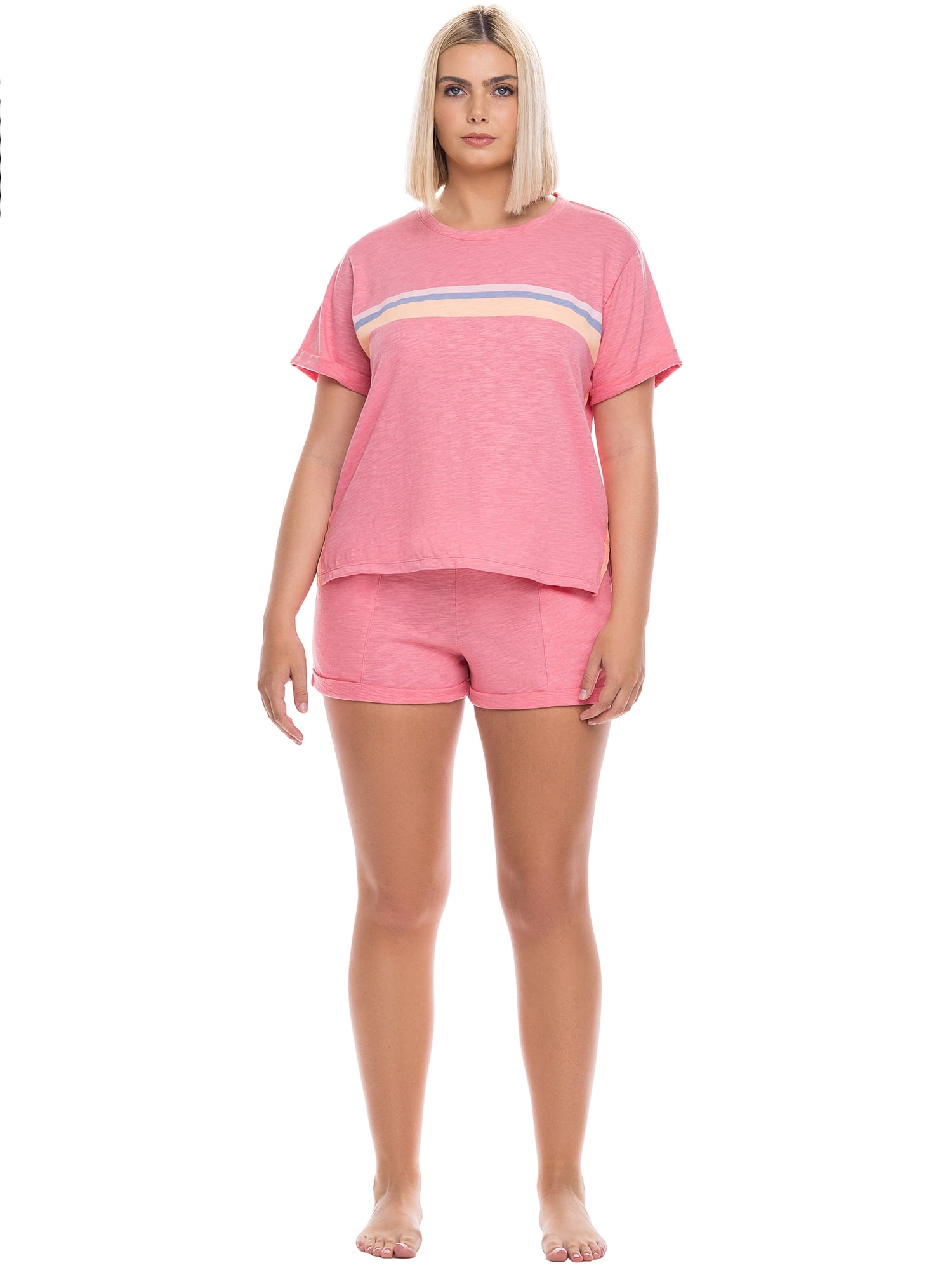 kindly Yours Colorblock Day & Night Short Sleeve Tee and Short Set (Women’s)