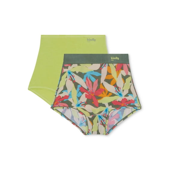Kindly Yours Women’s Natural Comfort Cotton Modal Boyshort Underwear, 2-Pack, Sizes XS-XXXL
