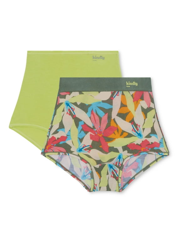 Women’s Natural Comfort Cotton Modal Boyshort Underwear, 2-Pack, Sizes XS-XXXL