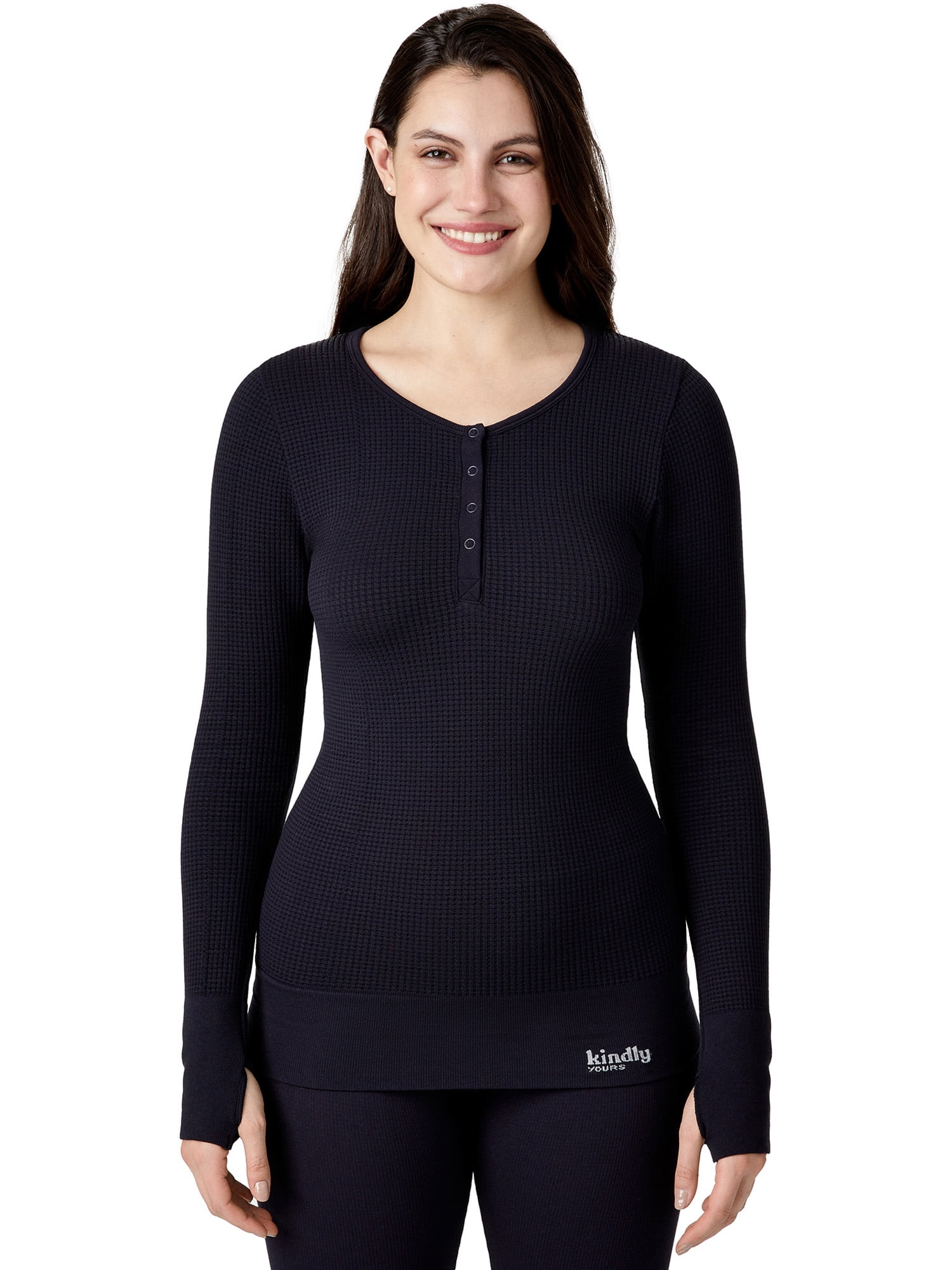 kindly yours Women's Sustainable Seamless Thermal Henley 