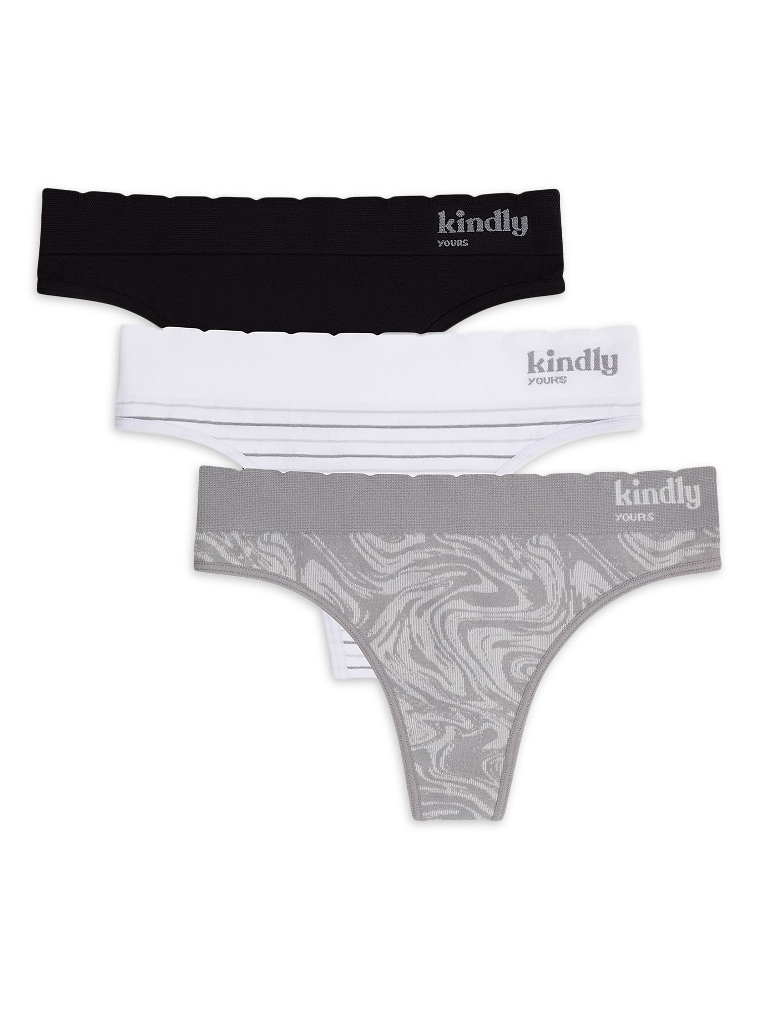 Kindly Yours Women's Seamless Thong Underwear 3-Pack, Sizes XS to XXXL 
