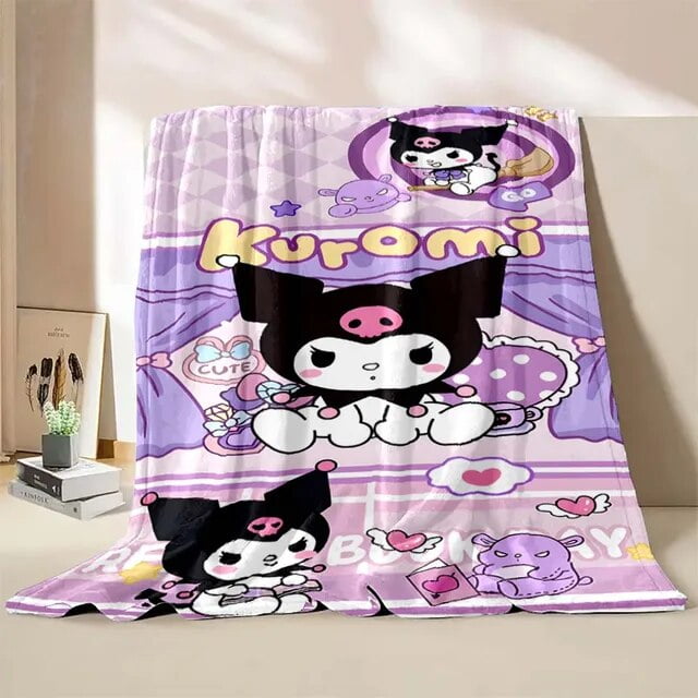 king size Sanrio Kuromi Flannel Fluffy Blanket Soft Quilt Thicken Plush ...