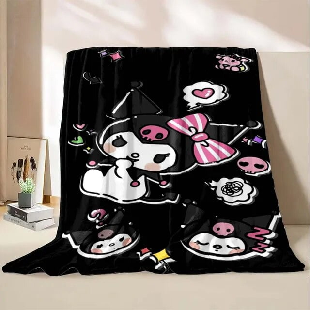 king size Sanrio Kuromi Flannel Fluffy Blanket Soft Quilt Thicken Plush ...